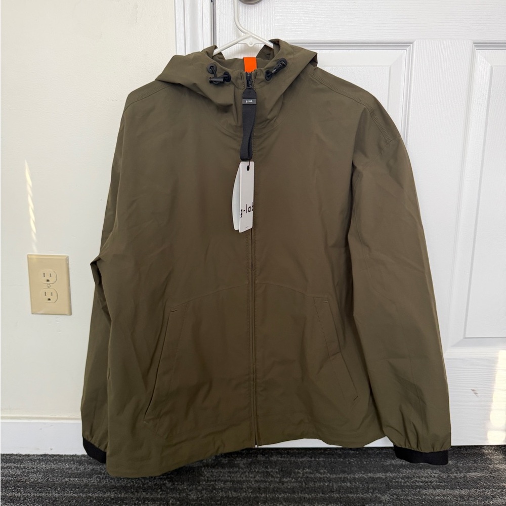 G-Lab Pace - Mens Size M - Olive Green Hooded Raincoat Jacket - NWT